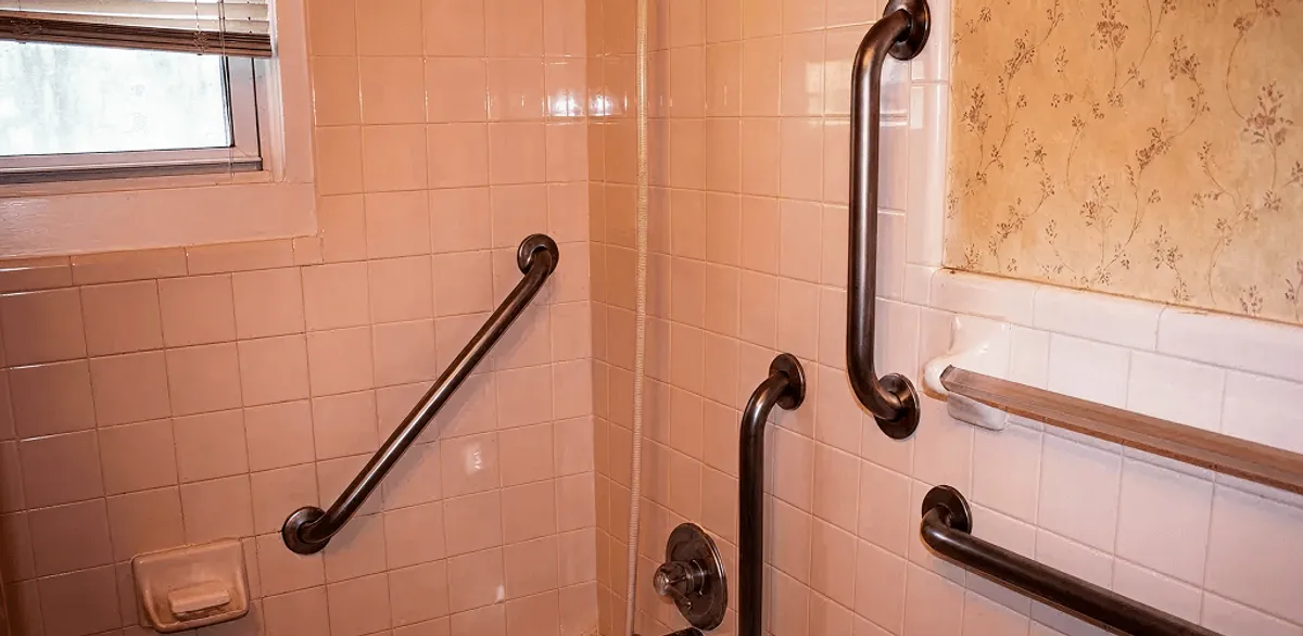 Shower grab bar installation for bathroom safety and accessibility in Riverside, CA