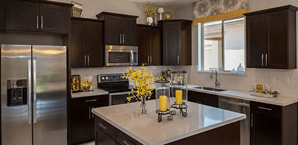 Cabinet painting results with freshly painted kitchen cabinets in Riverside, CA