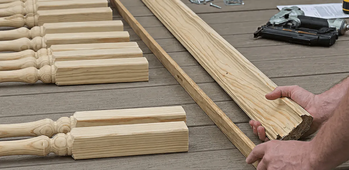 Handrail installation materials and wood components for stair rail work in Riverside, CA