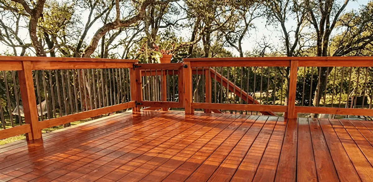 Deck sealing results with a freshly sealed wood deck in Riverside, CA